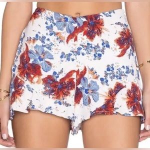 FREE PEOPLE Shorts Womens Size 4 Multicolored Floral Side Zip Fiona Short $78